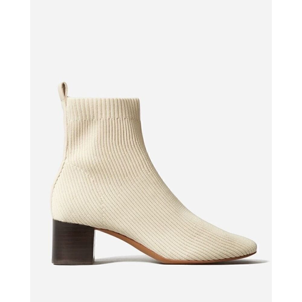 Everlane The Glove Boot Women Size 11 Ribbed Knit Ankle Boots Bone